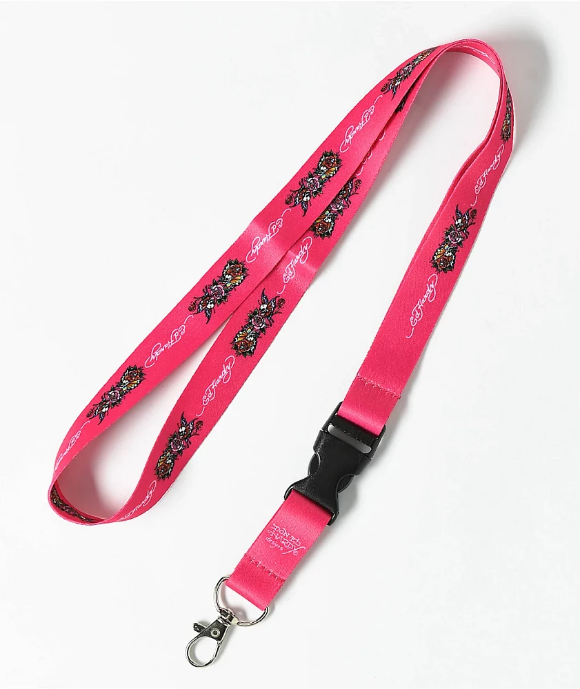 Ed Hardy Butterfly Skull Pink Lanyard