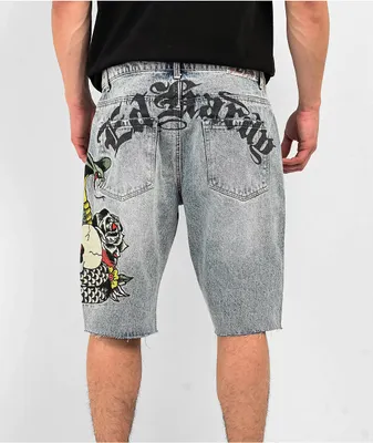 Ed Hardy Cobra Blue Denim Shorts