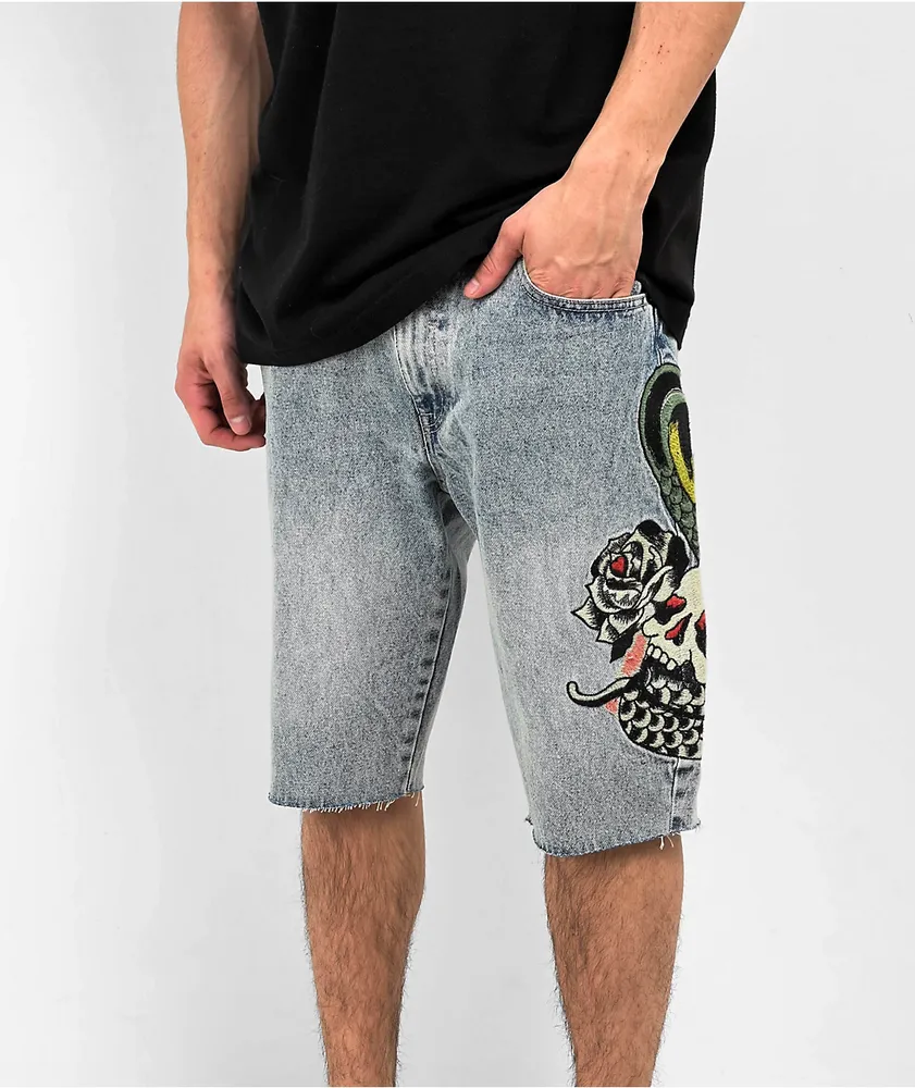Ed Hardy Cobra Blue Denim Shorts
