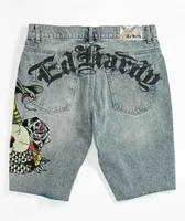 Ed Hardy Cobra Blue Denim Shorts