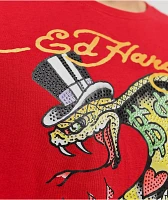Ed Hardy Cobra Rhinestone Red T-Shirt