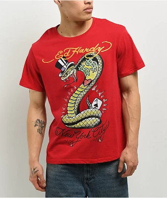 Ed Hardy Cobra Rhinestone Red T-Shirt