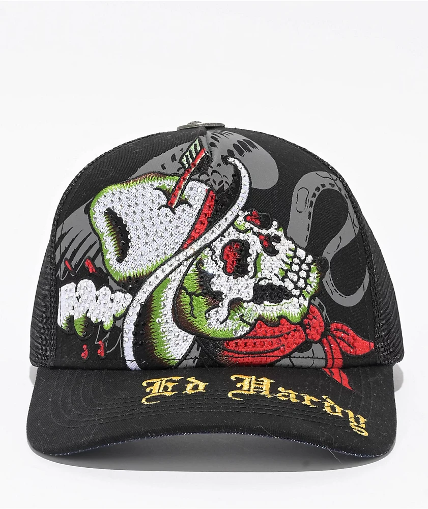 Ed Hardy Cowboy Skull Black Trucker Hat