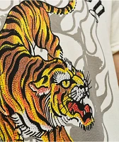 Ed Hardy Crawling Tiger Rhinestone Ivory T-Shirt