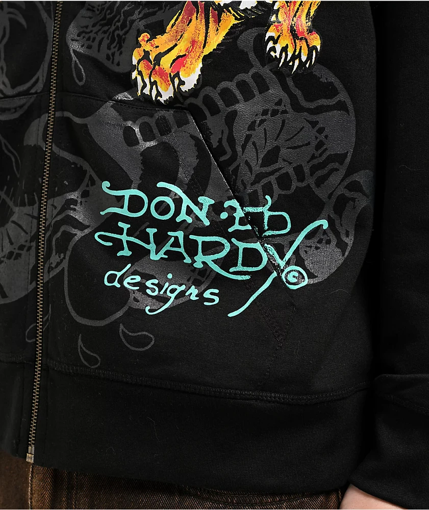 Ed Hardy Crawling Tigers Black Zip Hoodie