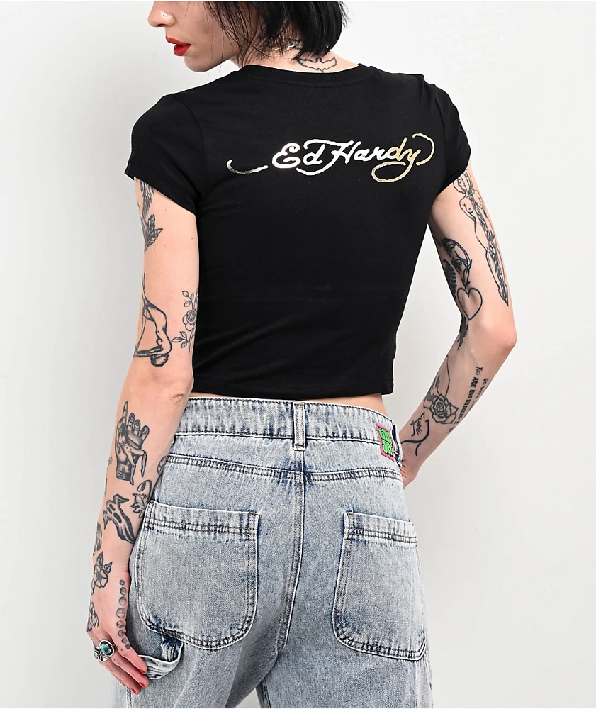 Ed Hardy Cross Black Crop T-Shirt