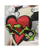 Ed Hardy Cross Heart Ivory Crop T-Shirt