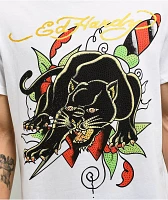 Ed Hardy Crouching Panther Rhinestone White T-Shirt