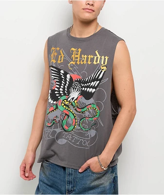 Ed Hardy DBD Eagle Vintage Grey Tank Top