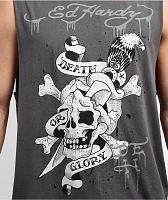 Ed Hardy DG Skull Charcoal Tank Top