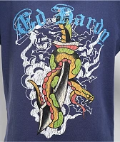 Ed Hardy Dagger Snake Navy Boxy T-Shirt