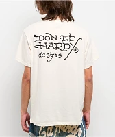 Ed Hardy Dagger Snake Rhinestone Natural T-Shirt