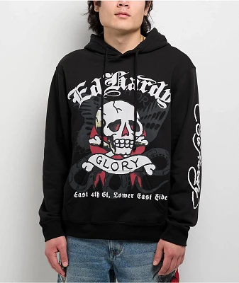 Ed Hardy Death Or Glory Skull Black Hoodie
