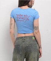 Ed Hardy Devil Panther Powder Blue Crop T-Shirt