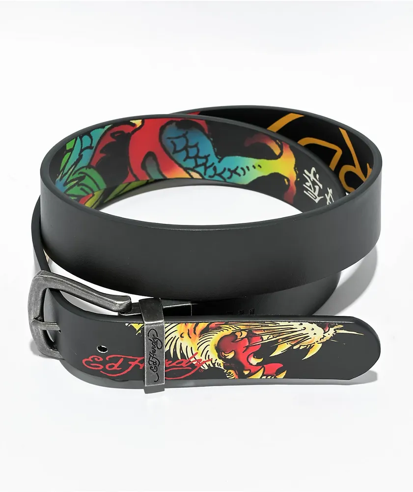 Ed Hardy Dragon & Tiger Black Reversible Belt