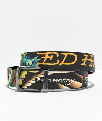 Ed Hardy Dragon & Tiger Black Reversible Belt