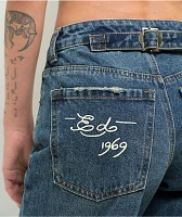 Ed Hardy Dragon Blue Wide Leg Denim Jeans