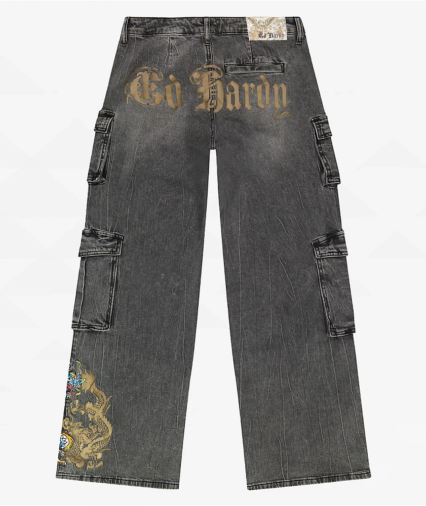 Ed Hardy Dragon Charcoal Cargo Jeans