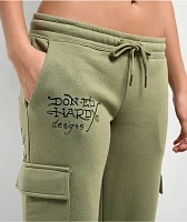 Ed Hardy Dragon Dagger Olive Cargo Sweatpants