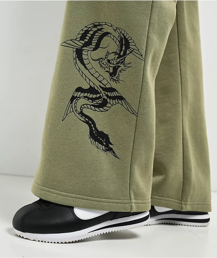 Ed Hardy Dragon Dagger Olive Cargo Sweatpants