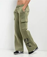 Ed Hardy Dragon Dagger Olive Cargo Sweatpants