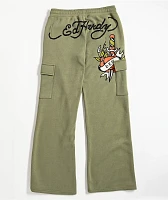 Ed Hardy Dragon Dagger Olive Cargo Sweatpants