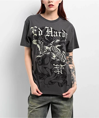 Ed Hardy Eagle Battle Charcoal T-Shirt