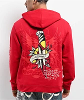 Ed Hardy Eagle Tiger Red Hoodie