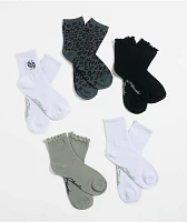 Ed Hardy Embroidered Tiger 5 Pack Mid Crew Socks
