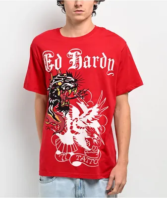 Ed Hardy Fire Panther Red T-Shirt