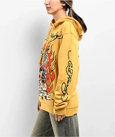 Ed Hardy Fire Tiger Golden Yellow Hoodie
