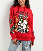 Ed Hardy Flame Cobra Red Hoodie