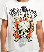 Ed Hardy Flame Skull Ivory T-Shirt