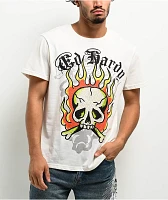 Ed Hardy Flame Skull Ivory T-Shirt