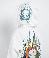 Ed Hardy Flame Skull Ivory Zip Hoodie