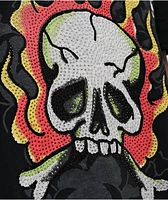 Ed Hardy Flame Skull Rhinestone Black T-Shirt