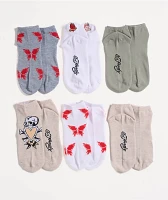 Ed Hardy Flaming Heart 6 Pack Ankle Socks