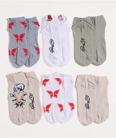 Ed Hardy Flaming Heart 6 Pack Ankle Socks