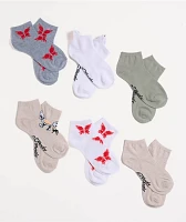 Ed Hardy Flaming Heart 6 Pack Ankle Socks