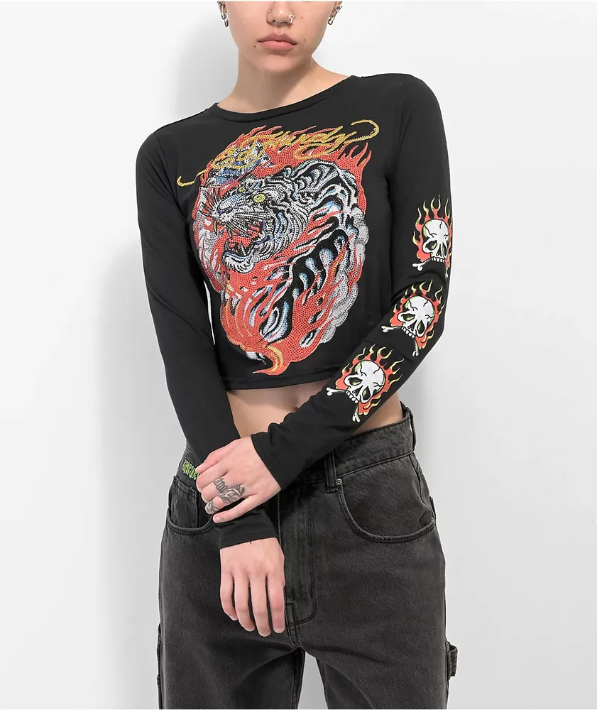 Ed Hardy White Mesh Crop T-Shirt