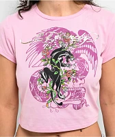 Ed Hardy Floral Panther Pink Crop T-Shirt