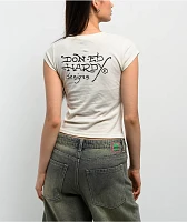 Ed Hardy Heart Sword Rhinestone Natural Crop T-Shirt
