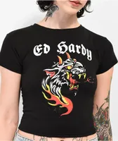 Ed Hardy Hellcat Black Crop T-Shirt