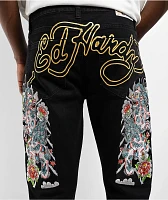 Ed Hardy Japan Lion Slim Straight Black Denim Jeans