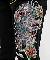 Ed Hardy Japan Lion Slim Straight Black Denim Jeans