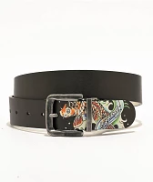 Ed Hardy Koi & Skull Reversible Black & White Belt