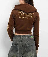 Ed Hardy Koi Fish Cocoa Crop Zip Hoodie