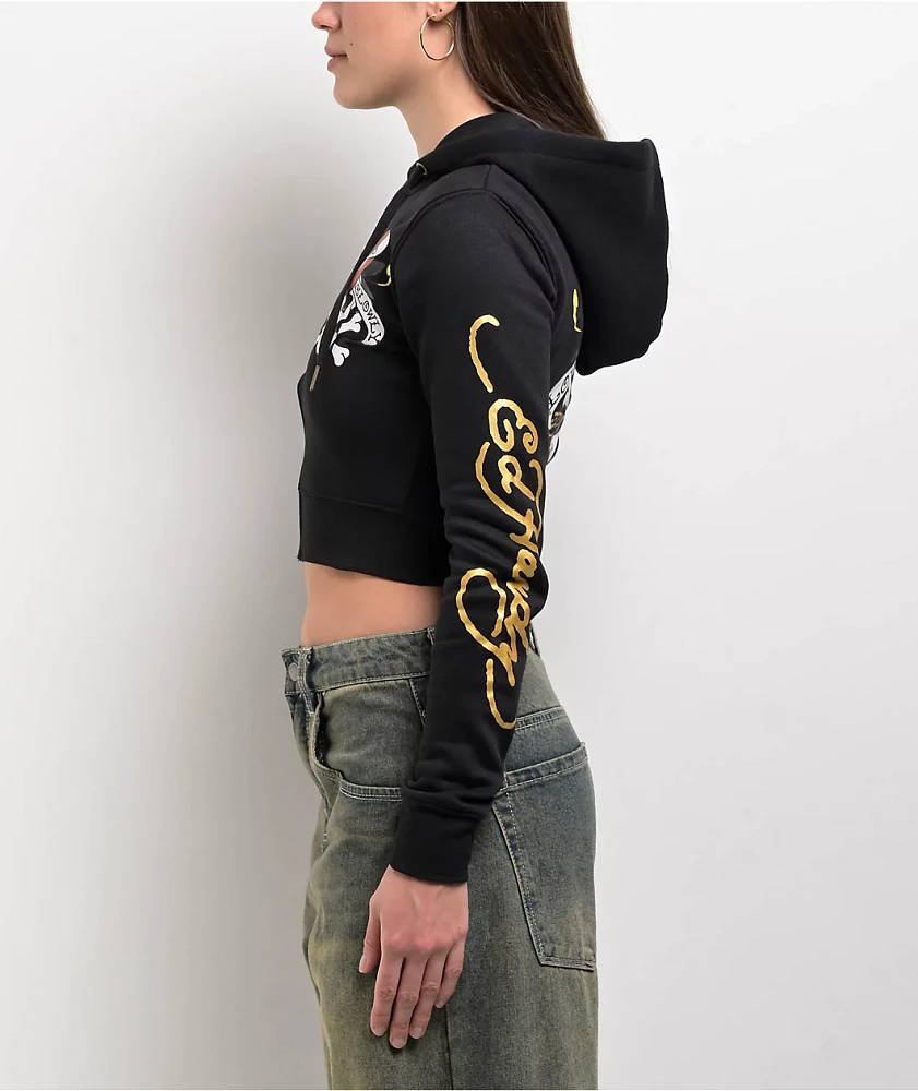 Ed Hardy LKS Skull Black Crop Zip Hoodie