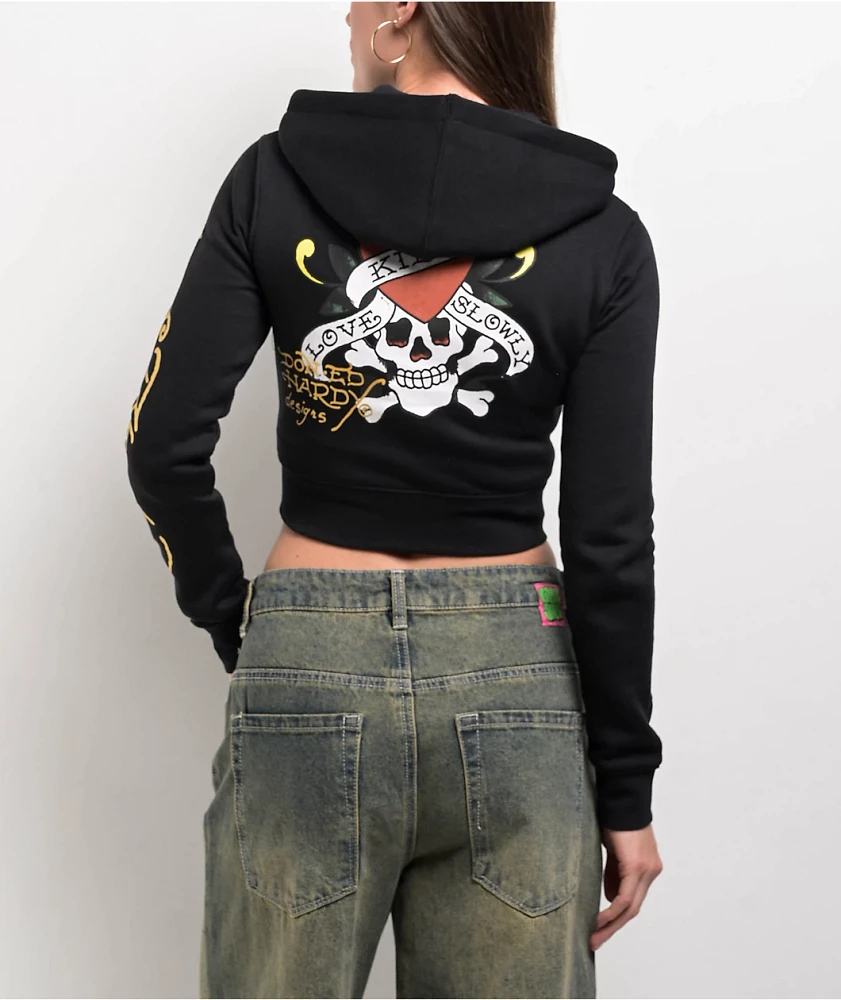 Ed Hardy LKS Skull Black Crop Zip Hoodie