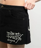 Ed Hardy LKS Skull Black Cutoff Denim Mini Skirt